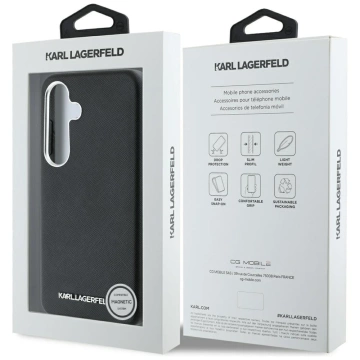 Etui Karl Lagerfeld Saffiano Metal Logo MagSafe do Samsung Galaxy S25+ Czarny