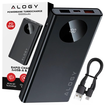 PowerBank Alogy TurboCharge 120W PD PowerDelivery fast charging 10000mAh 2x USB-A 1x USB-C Black