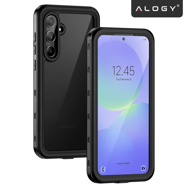 Etui Wodoodporne do Samsung Galaxy A56 5G 2025, Pancerna Obudowa 360° z Przezroczystym Tyłem, Alogy HydroArmor™ IP68 Case – Czarne