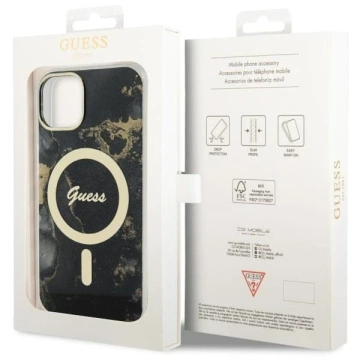 Pevné puzdro Etui Guess GUHMP14SHTMRSK na iPhone 14 6,1" Golden Marble MagSafe