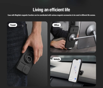 Magnetické pouzdro Nillkin CamShield Pro pro iPhone 15 Pro Max s ochranou fotoaparátu – fialové