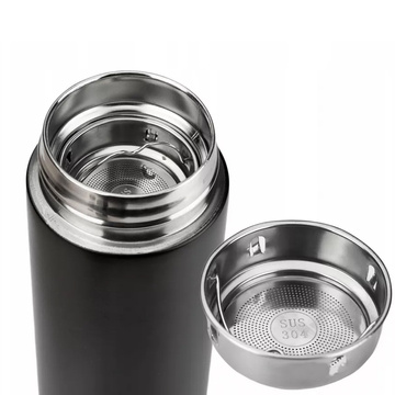Termální hrnek termoska Smart Bottle LED Láhev na vodu 500ml Černý Mycí kartáč