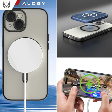 Чохол MagSafe для iPhone 15 Plus Glamour Luxury Slim Ring Cover Alogy Black Transparent