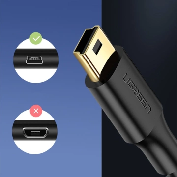 UGREEN 5-Pin Gold-Plated USB - Mini USB Cable 0.5m Black (US132)