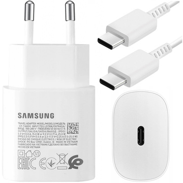 Оригінальний зарядний пристрій Samsung USB-C, 25 Вт, кабель типу C, 180 см, комплект преміум-швидкої зарядки, білий