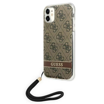 Etui Guess GUOHCN61H4STW do Apple iPhone 11 6,1" brązový/hnedý pevný obal 4G Print Strap