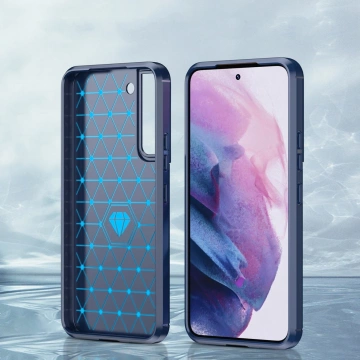 Puzdro na telefón Carbon Case pre Samsung Galaxy S23 flexibilný silikónový karbónový kryt modrý