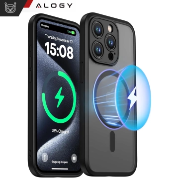Hülle für Apple iPhone 14 Pro Alogy MagSafe Hybrid Matte Case Matte Cover mit Linsenschutz Schwarz