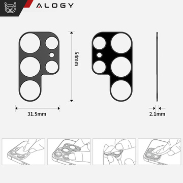 Metallabdeckung für Samsung Galaxy S24 Ultra, Schutz für die Kamerainsel, Alogy Metal Lens, schwarz
