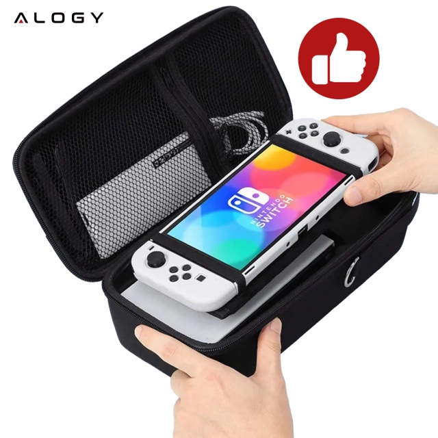 Nintendo Switch 2 2025 Case Protective Bag Large Hard EVA Case, Case, Waterproof, Lightweight, with Handles Alogy HardFoamBag™ - Black 2X TEMPERED GLASS