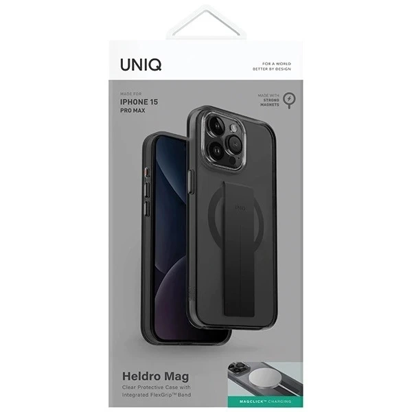 Etui Ochronne do iPhone 15 Pro Max UNIQ Heldro Mag MagClick Czarne