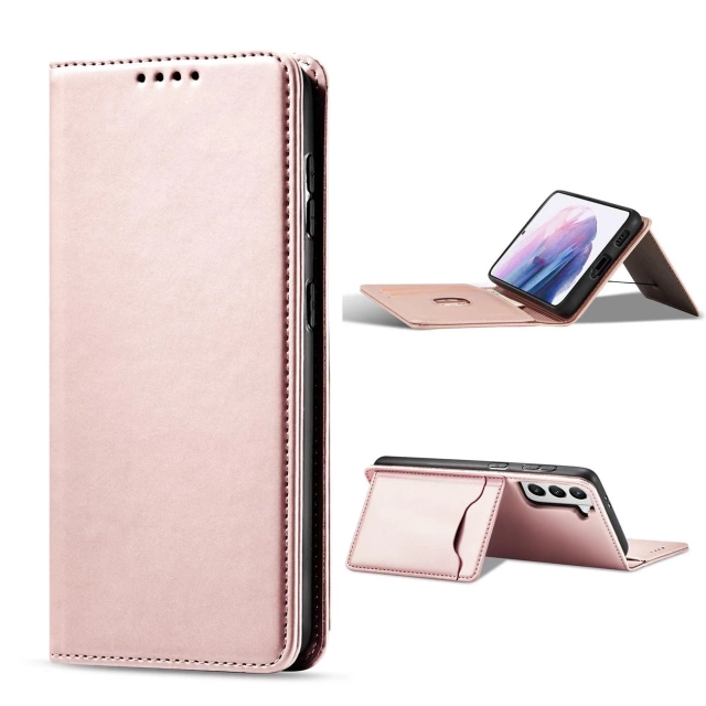 Magnet Card Case case for Samsung Galaxy S22 (S22 Plus) cover card wallet stand pink