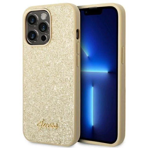 Etui Guess GUHCP14LHGGSHD für Apple iPhone 14 Pro 6,1" Złoty/Gold Hard Case Glitter Script