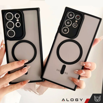 Прозорий чохол MagSafe Alogy Ring Mag для Samsung Galaxy S23 Ultra Qi Chargers Black
