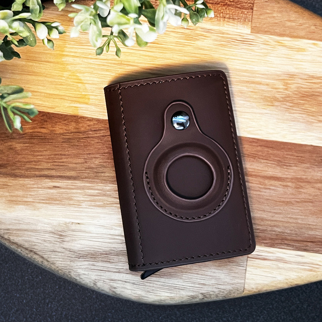 Alogy Smart Wallet s držiakom na kartu AirTag Air Tag pre hotovostnú RFID ochranu Hnedá