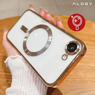 MagSafe Case for Apple iPhone 16 Pro Max Alogy Glamour Luxury Ring Case Gold-Transparent
