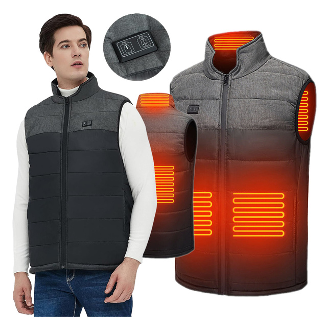 Heated Vest Heated Women Men's Quilted Sleeveless Jacket Electric Jacket Unisex Size M Winter Warm Black Gray