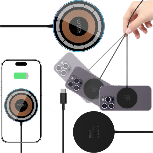 TECH-PROTECT QI15W-A30 MAGNETICKÁ MAGSAFE BEZDRÁTOVÁ NABÍJEČKA ČERNÁ