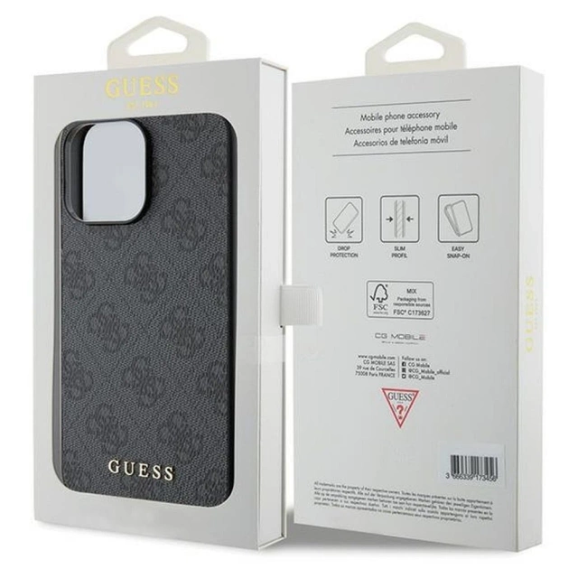 Чохол Original GUESS Hardcase GUHCP15LG4GFGR для iPhone 15 PRO (4G Metal Logo / сірий)