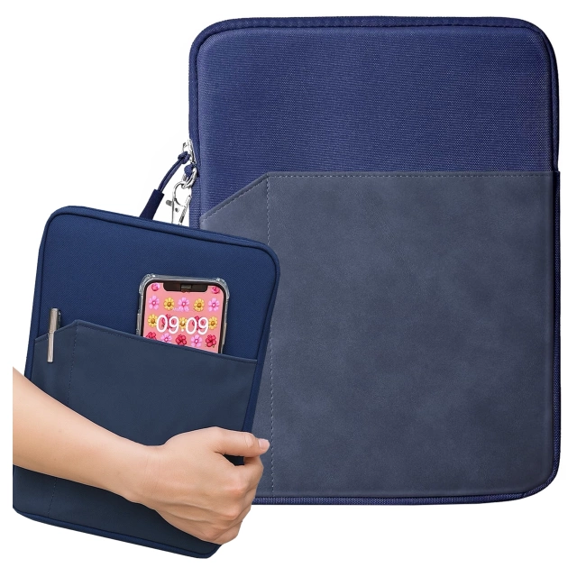 Torba Wsuwka Uniwersalna na tablet laptop 12–13" z Smyczką i Kieszonką, Ochronna, Wodoodporna, Miękkie Wnętrze Alogy SleeveBag™ – Etui do MacBook, iPad, Samsung, Lenovo, Xiaomi, Granatowy