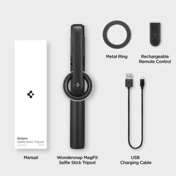 Selfie Stick Spigen S580W MagSafe Bluetooth Phone Holder Photo Remote Control Black