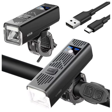 Cyklistické svetlo SUPER BRIGHT 8H LIGHTING predné LED predné bicyklové svetlo s káblovým osvetlením BELL 450LM 2000MAH vodeodolné bicyklové svetlo čierne