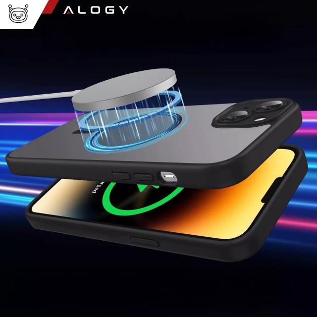 Pouzdro pro Apple iPhone 13 Alogy MagSafe Hybrid Matte Case Matný kryt s ochranou objektivu černé sklo