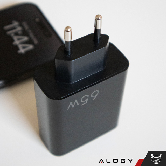 Alogy Quick Charge QC 3.0 USB-A Rýchla nabíjačka USB-C PD 65 W čierna