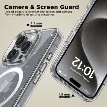 Etui iPhone 16 Pro Max Flexair Hybrid MagSafe na telefon Glitter