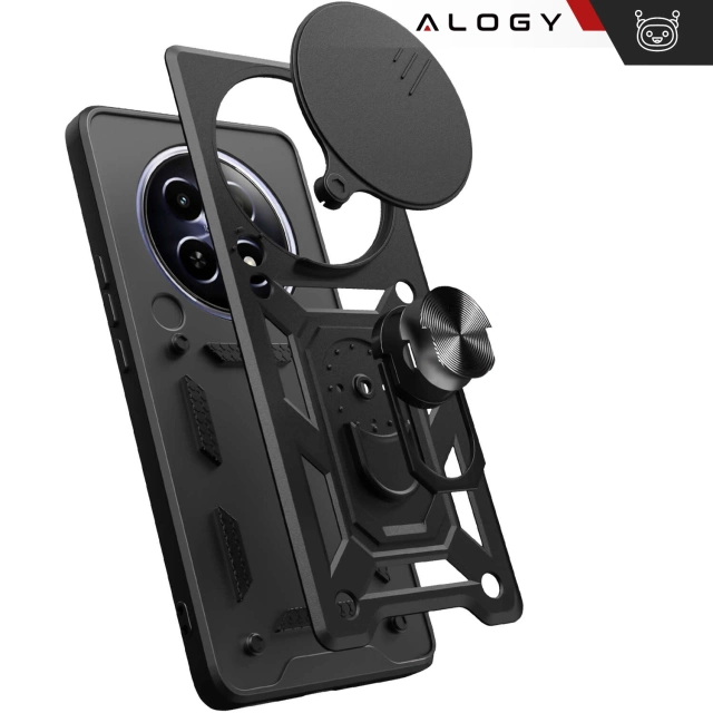 Puzdro pre Realme 12 Pro 5G / Realme 12 Pro Plus 5G pancierové posuvné puzdro Prstencový kryt Ochrana fotoaparátu Camshield Alogy Black