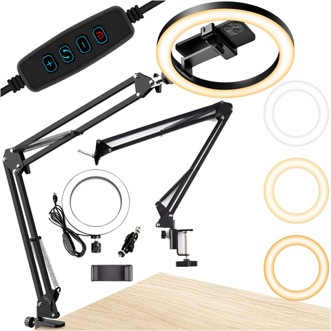 Alogy LED ring light 10 inch photographic Ring for makeup stand for desk top Black