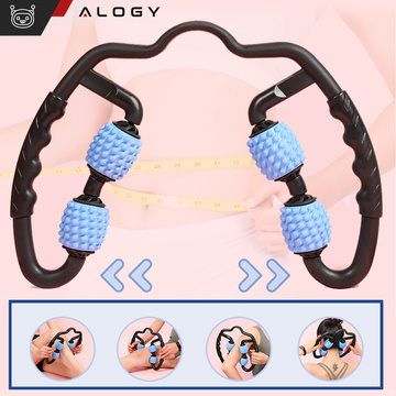 Body massager anti-cellulite manual muscle roller Alogy 4x massage roller Universal roller black and blue