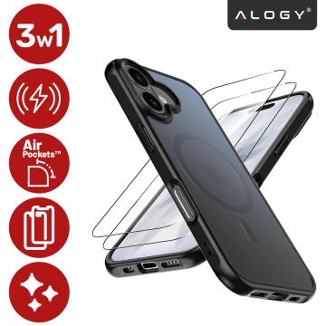 Alogy 3in1 Case Pack™ - Black MagSafe Hybrid Case with 2 Tempered Glass Screen Protectors for Apple iPhone 17