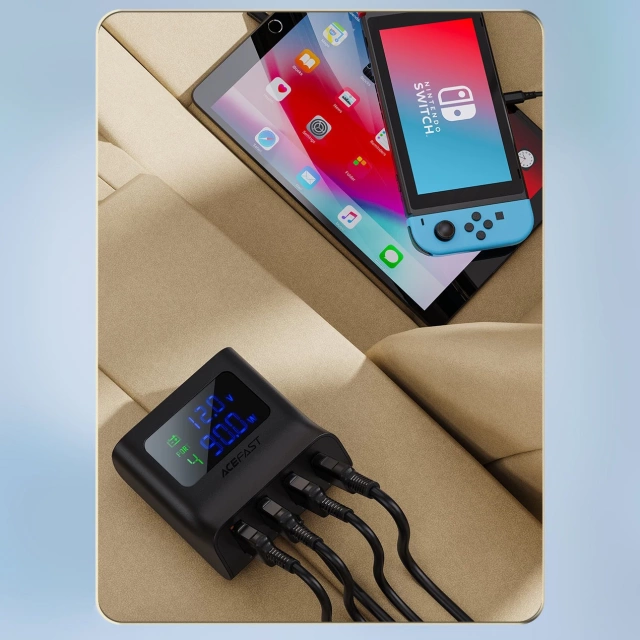 Acefast ładowarka samochodowa 90W USB Typ C / 3x USB / gniazdo zapalniczki, PPS, PD3.0, QC3.0, AFC, FCP stacja ładująca czarny (B8 black)