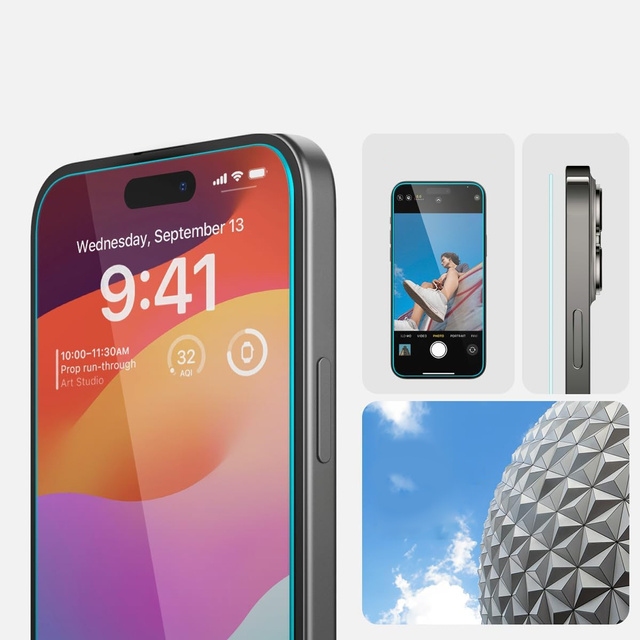 2x Tempered glass for iPhone 15 Spigen Glas.TR "EZ FIT" Clear