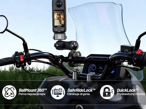 Kewig QuickLock Aluminum Motorcycle Mount for 1/4 360 Action Cameras, Stable with Anti-Vibration Lock, Quick-Clamp Mount on Handlebar or Frame