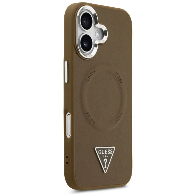 Etui Guess MagSafe do iPhone 17 Triangle Logo Brown