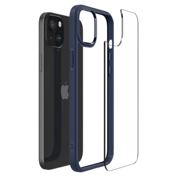 Kryt Spigen Crystal Hybrid pro Apple iPhone 15 Plus - průhledný a modrý