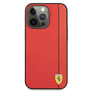 Puzdro Ferrari iPhone 13 Pro Max 6,7" červeno/červené pevné puzdro On Track Carbon Stripe