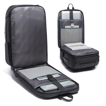 Bange wasserdichter Rucksack für 15,6-Zoll-Laptop, Stadtreisender, 45 x 30 x 16 cm, für Arbeit, Flugzeug, Herren, Damen, mit USB-Anschluss Schwarz