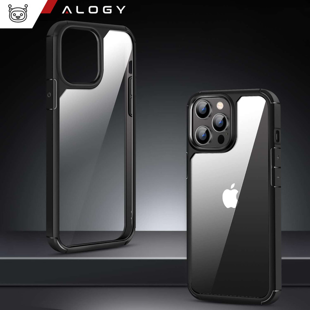 Pouzdro pro iPhone 15 Pro Housing Case 2x sklo obrazovky a 2x pancéřová čočka Alogy 360 Hybrid Set 5v1 černá a průhledná