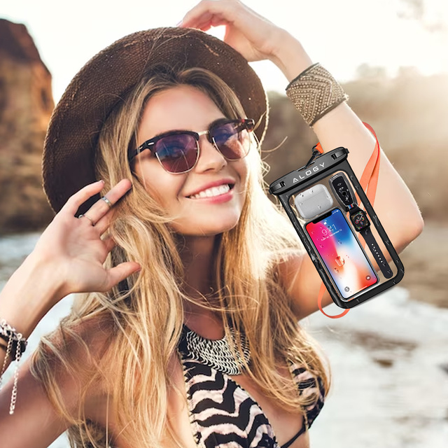 Alogy Waterproof Case universal IPX8 waterproof bag for phone up to 9 inches and accessories Black