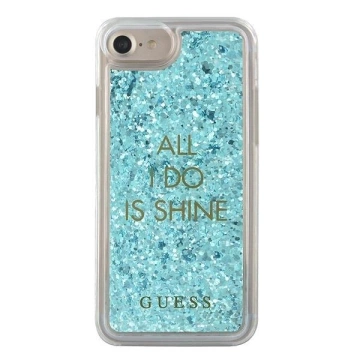 Guess GUHCP7GLUQBL iPhone 6/7/8 /SE 2020 niebieski/blaue Hartschale Liquid Glitter Party
