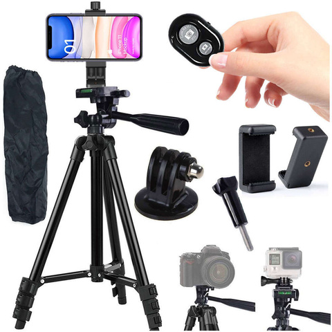Univerzální stativ Alogy Tripod držák telefonu 1/4 stojan pro kamery GoPro s dálkovým ovládáním Bluetooth, pouzdro Black