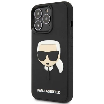 Etui Karl Lagerfeld KLHCP14LKH3DBK pro iPhone 14 Pro 6,1" pevné pouzdro 3D Rubber Karl`s Head