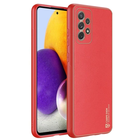 Dux Ducis Yolo elegant case cover made of ecological leather for Samsung Galaxy A72 4G red