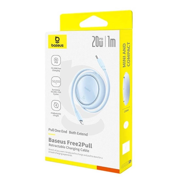 Kábel Baseus Free2Pull USB-C na iP 20W 1m USB (modrý)