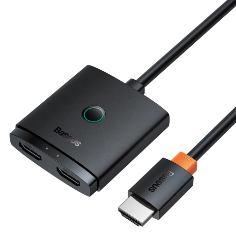 2v1 4K 60Hz obousměrný HDMI adaptér s vestavěným 1m kabelem Baseus AirJoy - černý