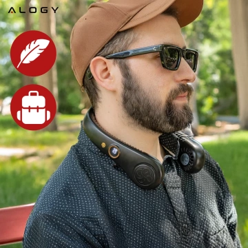 Alogy BreezeNeck™ krční ventilátor mini cirkulátor s displejem 1500mAh černý