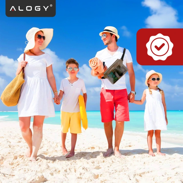 Wasserdichte Tasche Hüfttasche für Telefon Wasserdichte Hülle 21,5 x 23,5 cm Alogy Waterproof Schwarz